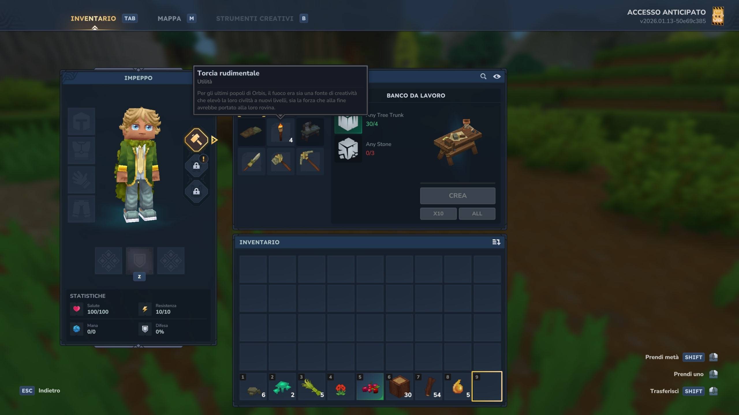 Italian interface menu