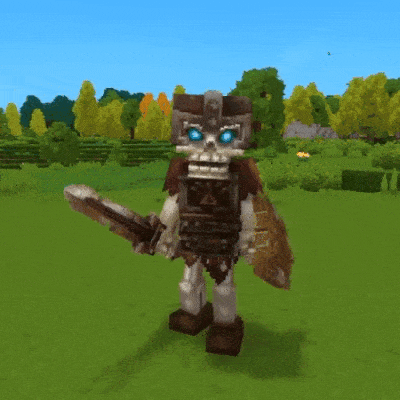 Skeleton banging shield animation